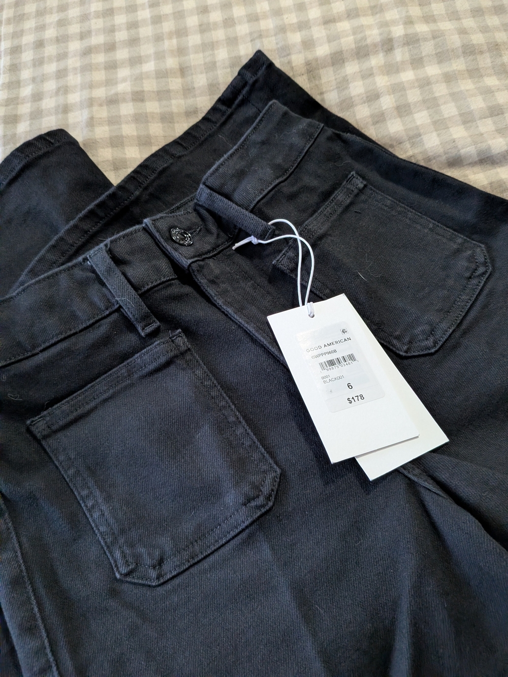 NWT Good American Good Waist Palazzo Jeans Black Size 6 - Picture 3 of 5